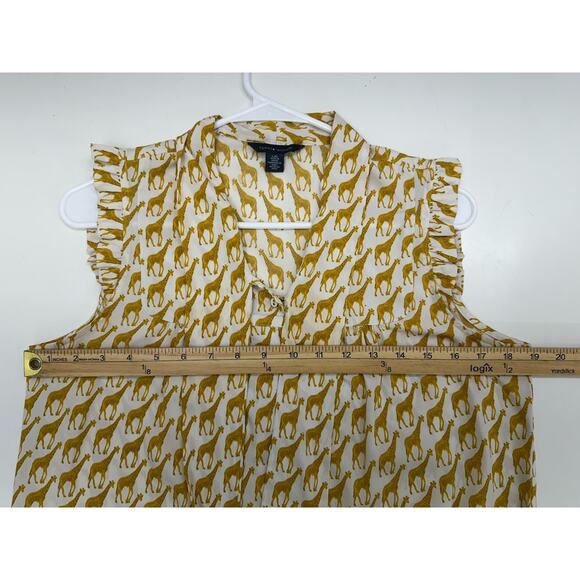 Tommy Hilfiger Womens Tank Top Size Large Button Up Giraffe Yellow Necktie - Picture 9 of 11